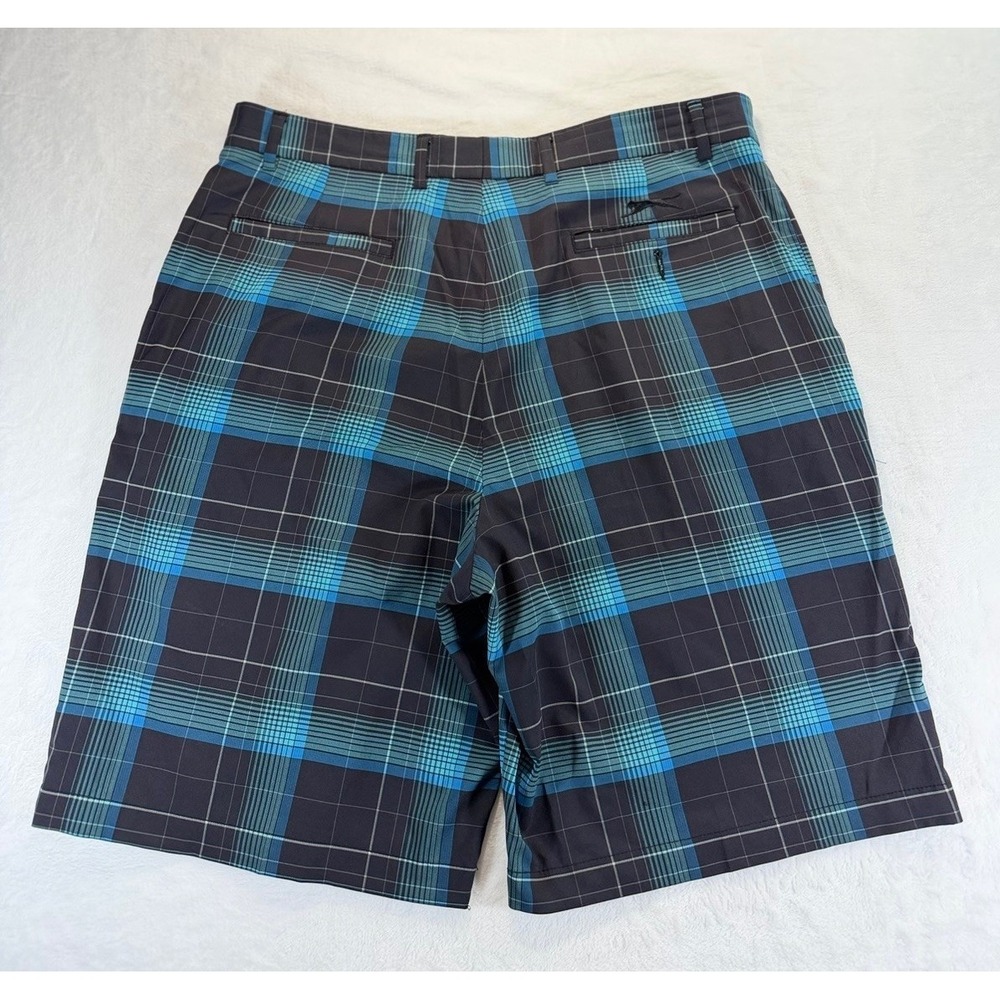 Slazenger Black/Blue Plaid Golf Bermuda Shorts 36 Performance Preppy 10" Inseam - Picture 9 of 9